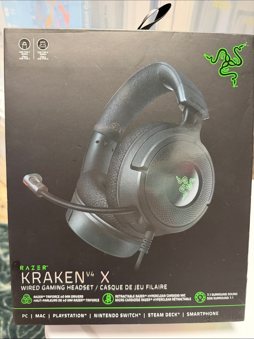 Razer Kraken V4 X Wired Gaming Headset - Black with Green Logo